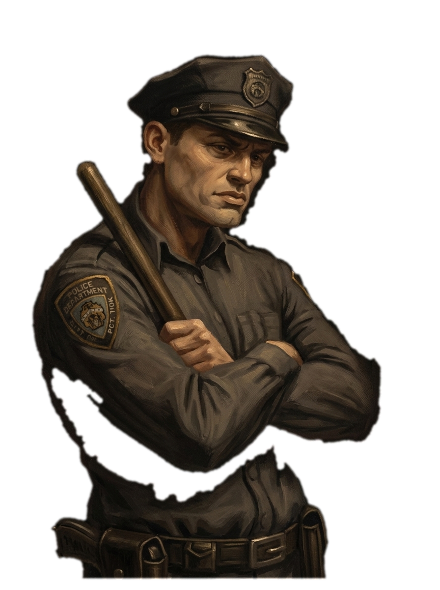 The Badge — an oil-painted police detective